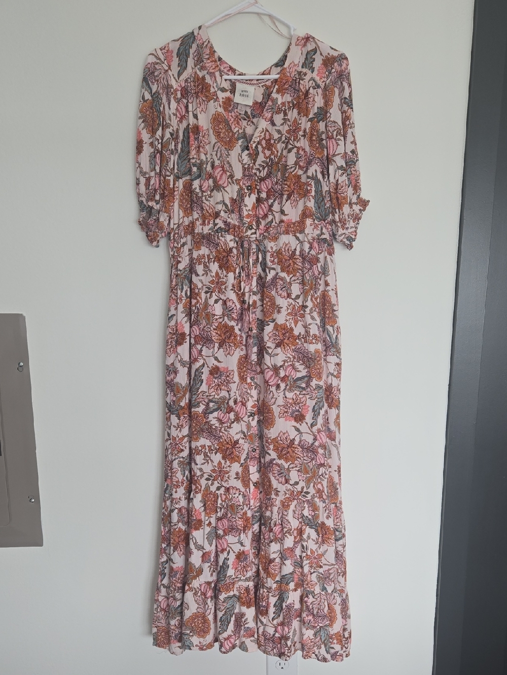 Floral Paisley Maxi Dress with Waist Tie